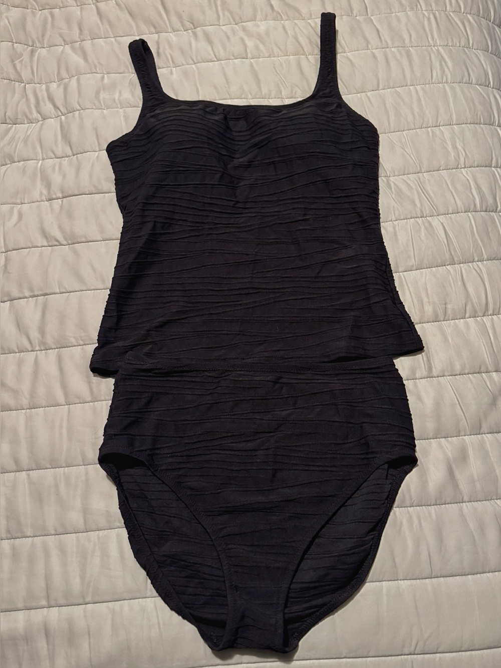 Women’s Textured Tankini Set - Black